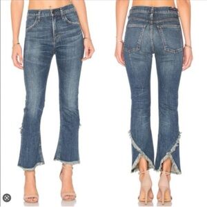 CITIZENS OF HUMANITY DREW FRAY HIGH RISE CROPPED FLARE DENIM